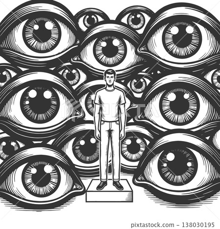 Man Surrounded By Watching Eyes Imposter Syndrome 138030195