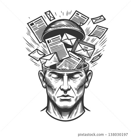 Information Overload Concept with Emails in Head 138030197