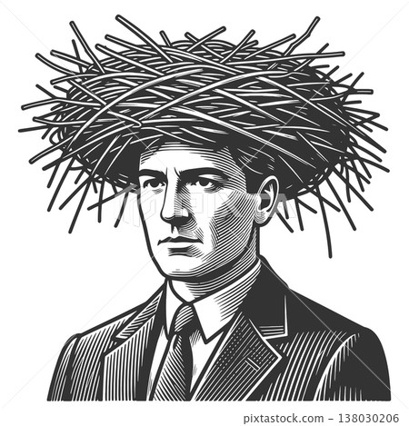 Businessman With Bird Nest Hair Concept vector 138030206