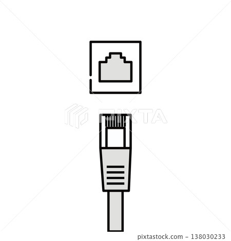 Light gray LAN cable (illustration material) 138030233