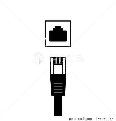Black LAN cable illustration material Black LAN cable illustration material 138030237