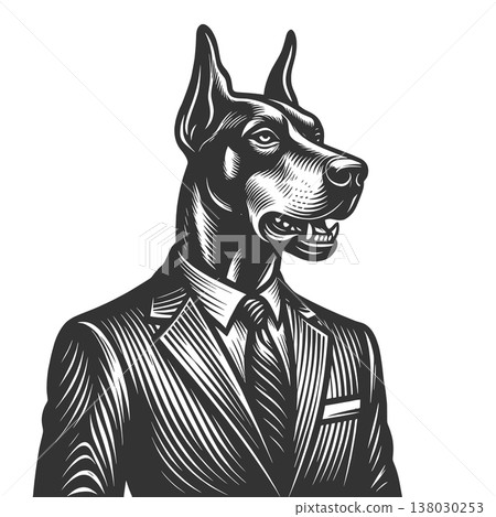 Business Dog in Suit Doberman vector illustration 138030253