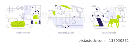 Household robots isolated cartoon vector illustrations se Household robots isolated cartoon vector illustrations se 138030281