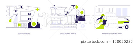 Industrial robots isolated cartoon vector illustrations se 138030283