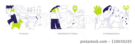 Pet care services isolated cartoon vector illustrations se 138030285