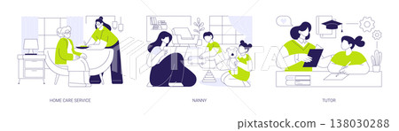 Caregiver services isolated cartoon vector illustrations se Caregiver services isolated cartoon vector illustrations se 138030288
