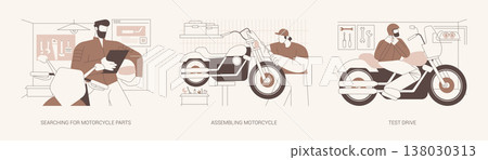Custom motorcycles isolated cartoon vector illustrations se 138030313