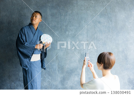 Foreign man wearing a yukata Foreign man wearing a yukata 138030491