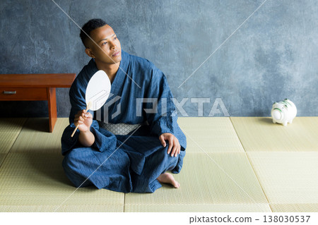 Foreign man wearing a yukata Foreign man wearing a yukata 138030537