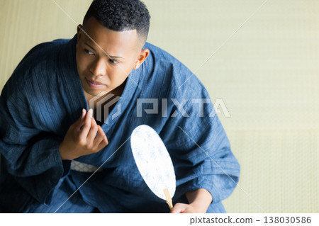 Foreign man wearing a yukata Foreign man wearing a yukata 138030586