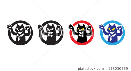 cat vector monster kitten angry calico cartoon character icon logo round border mascot pet animal doodle illustration symbol graphic design 138030589