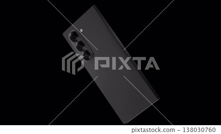 3d render of smartphone fold with green screen and marks for tracking - phone fold rotations and movements including vertical and horizontal positions. 3D rendering. 3d render of smartphone fold with green screen and marks for tracking - phone fold rotations and movements including vertical and horizontal positions. 3D rendering. 138030760