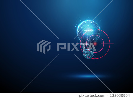 3d light bulb inside target crosshair Focused idea targeting, strategic planning, precision innovation, goal-oriented thinking, decision accuracy, business targeting concept. 138030904