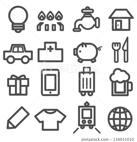 生活開支等圖示集（線條描圖） 138031010