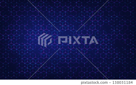 Abstract hexagon pattern finance event with tech blue grid and science background. Medical dna backdrop with molecule health connect and texture cell for banner. Data structure pattern. 138031184