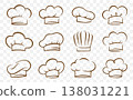 Restaurant icons set of cooking chef hats 138031221