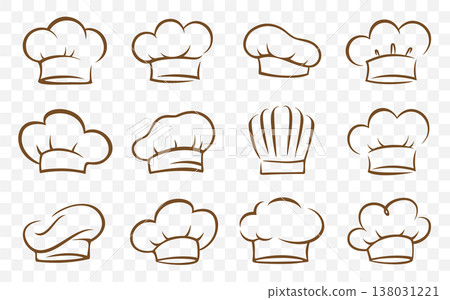 Restaurant icons set of cooking chef hats Restaurant icons set of cooking chef hats 138031221