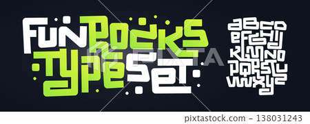 Fun Playful Font Geometric Logo Alphabet Cool Cartoon Letter Set Modern Typography, Creative Typographic Design for Comics Title Text, Typo Poster Headline. Music Fest Style Fonts. Vector Typeface Fun Playful Font Geometric Logo Alphabet Cool Cartoon Letter Set Modern Typography, Creative Typographic Design for Comics Title Text, Typo Poster Headline. Music Fest Style Fonts. Vector Typeface 138031243