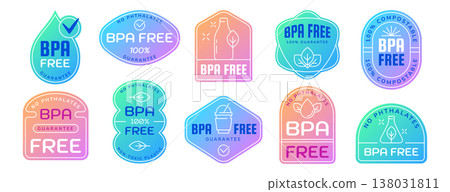 Bpa free badge logo, no bisphenol a and phthalates symbols Bpa free badge logo, no bisphenol a and phthalates symbols 138031811