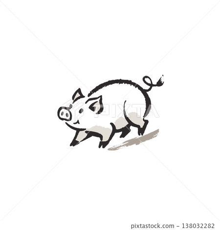 豬墨畫插圖 - 日式水墨動物藝術素材 - 透明 豬墨畫插圖 - 日式水墨動物藝術素材 - 透明 138032282