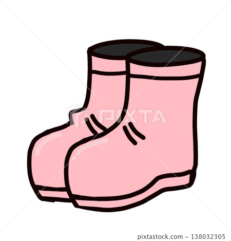 簡單的粉紅色雨靴插圖圖標 138032305