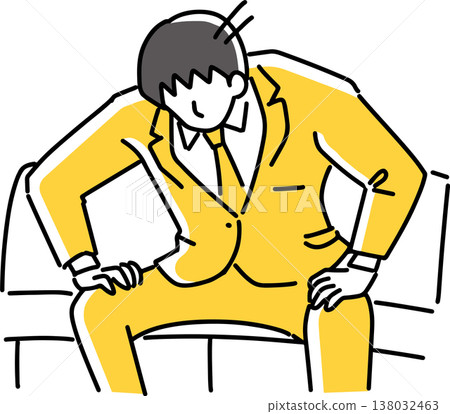 A male employee apologizes. A male employee apologizes. 138032463