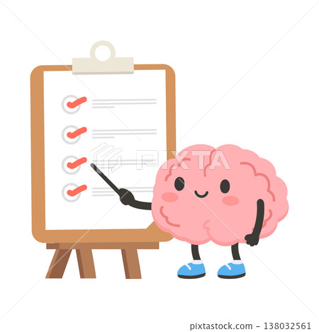 Brain Character Pointing at Checklist Task 138032561