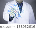 Longevity concept with doctor holding digital health icons, medical protection and healthy lifestyle symbols 138032616
