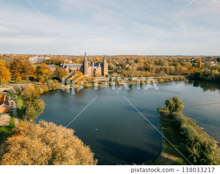aerial view of Hoensbroek Castle, in the south of Holland, Limburg province, Netherlands aerial view of Hoensbroek Castle, in the south of Holland, Limburg province, Netherlands 138033217