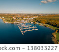Germany- Saxony- Leipzig- Aerial view of marina on Cospudener See lake 138033227