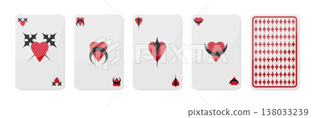 Playing cards design with heart symbols and decorations. Vector illustration Playing cards design with heart symbols and decorations. Vector illustration 138033239