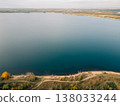 Windy Lake in Germany - Drone Aerial View Neuseenland Zwenkauer See Green Trees and Waves on Water 138033244