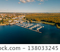 Germany- Saxony- Leipzig- Aerial view of marina on Cospudener See lake 138033245