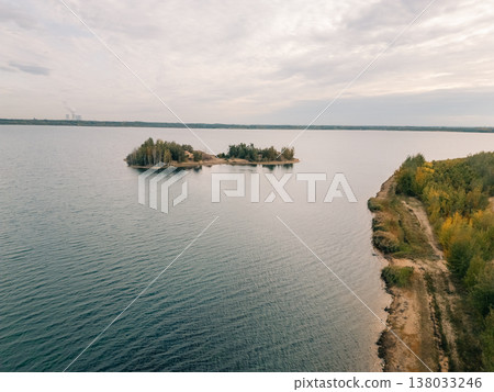Windy Lake in Germany - Drone Aerial View Neuseenland Zwenkauer See Green Trees and Waves on Water Windy Lake in Germany - Drone Aerial View Neuseenland Zwenkauer See Green Trees and Waves on Water 138033246