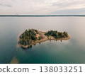 Windy Lake in Germany - Drone Aerial View Neuseenland Zwenkauer See Green Trees and Waves on Water 138033251