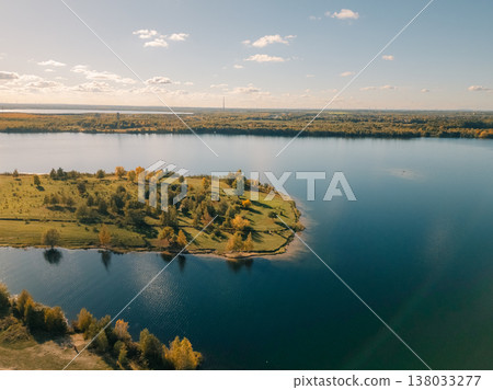 Germany- Saxony- Leipzig- Aerial view of marina on Cospudener See lake 138033277