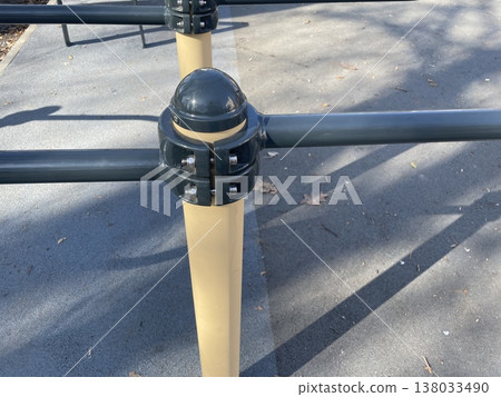 Modern outdoor fitness equipment in park 138033490