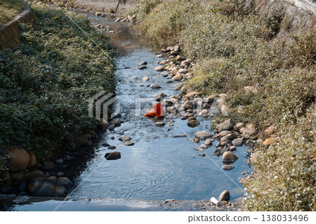 Red triangular cones in mountain streams of Taiwan Red triangular cones in mountain streams of Taiwan 138033496