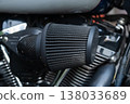 High performance motorcycle air filter cone on engine 138033689