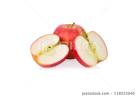 Red apple with slice isolated on white background Red apple with slice isolated on white background 138033840