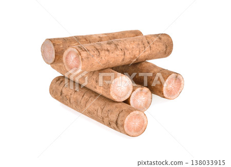 Burdock roots isolated white background. Burdock roots isolated white background. 138033915