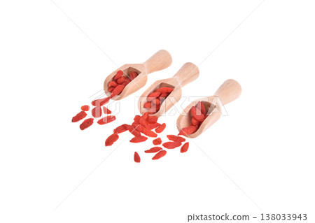 Red dried goji berries on white background Red dried goji berries on white background 138033943