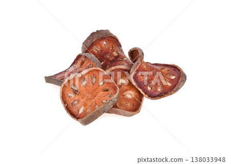 Aegle marmelos, Bael fruit isolated onwhite background 138033948