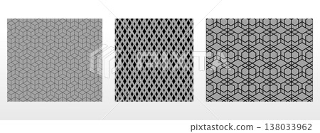 Geometric set of seamless black and gray patterns. Simple vector graphics Geometric set of seamless black and gray patterns. Simple vector graphics 138033962