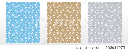 Collection of flower geometric patterns. Seamless vector backgrounds. Colored ornaments. Ornament for fabric, wallpaper, packaging. Decorative prints 138034075