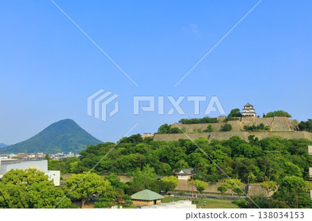 [Kagawa Prefecture] Marugame Castle and Sanuki Fuji (Mt. Iino) on a clear day 138034153