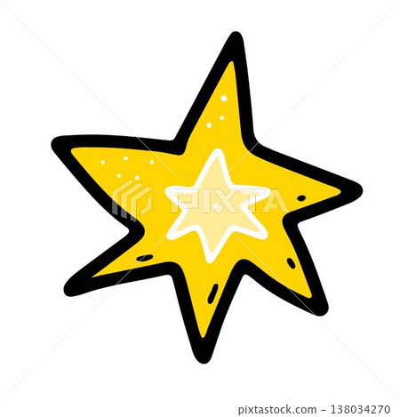 Space doodle star. Hand-drawn gold sun Space doodle star. Hand-drawn gold sun 138034270