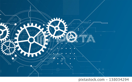 Abstract document drawing using white gears. Technological background. Abstract document drawing using white gears. Technological background. 138034294