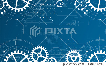 Abstract document drawing using white gears. Technological background. Abstract document drawing using white gears. Technological background. 138034296