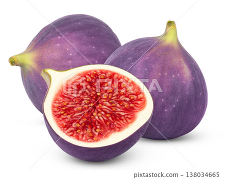 Fig fruit and half of purple fig isolated. 138034665